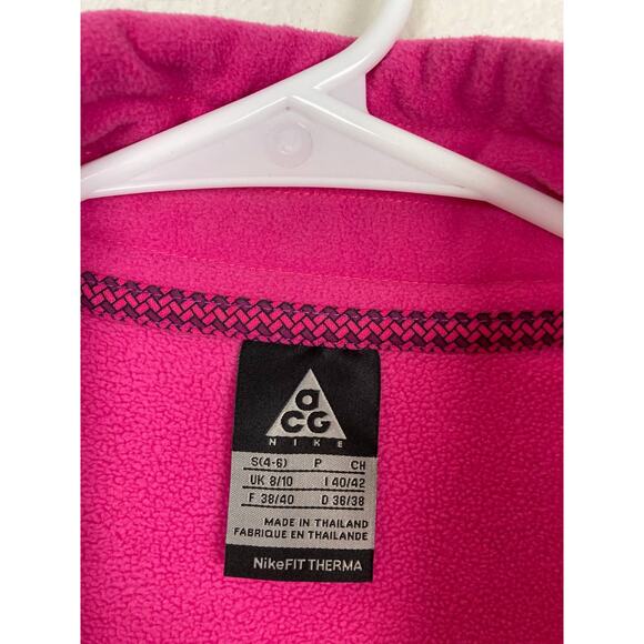 Nike ACG Jacket Pink Fleece Full Zip Sweater Pockets Warm Layer Hot Pink Small - Picture 12 of 14